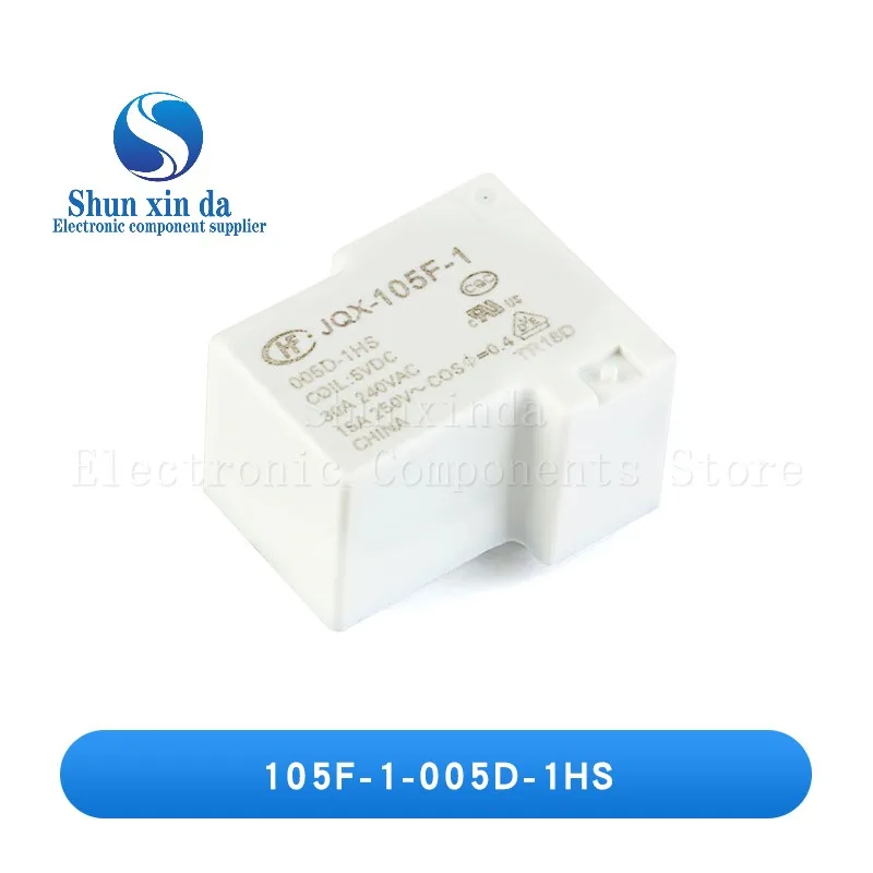 1PCS HF105F-1 JQX-105F-1 005D-1HS 012D-1HS 024D-1HS 30A 5V 12V 24V DC 4Pin Power Relay HF105F JQX-105F