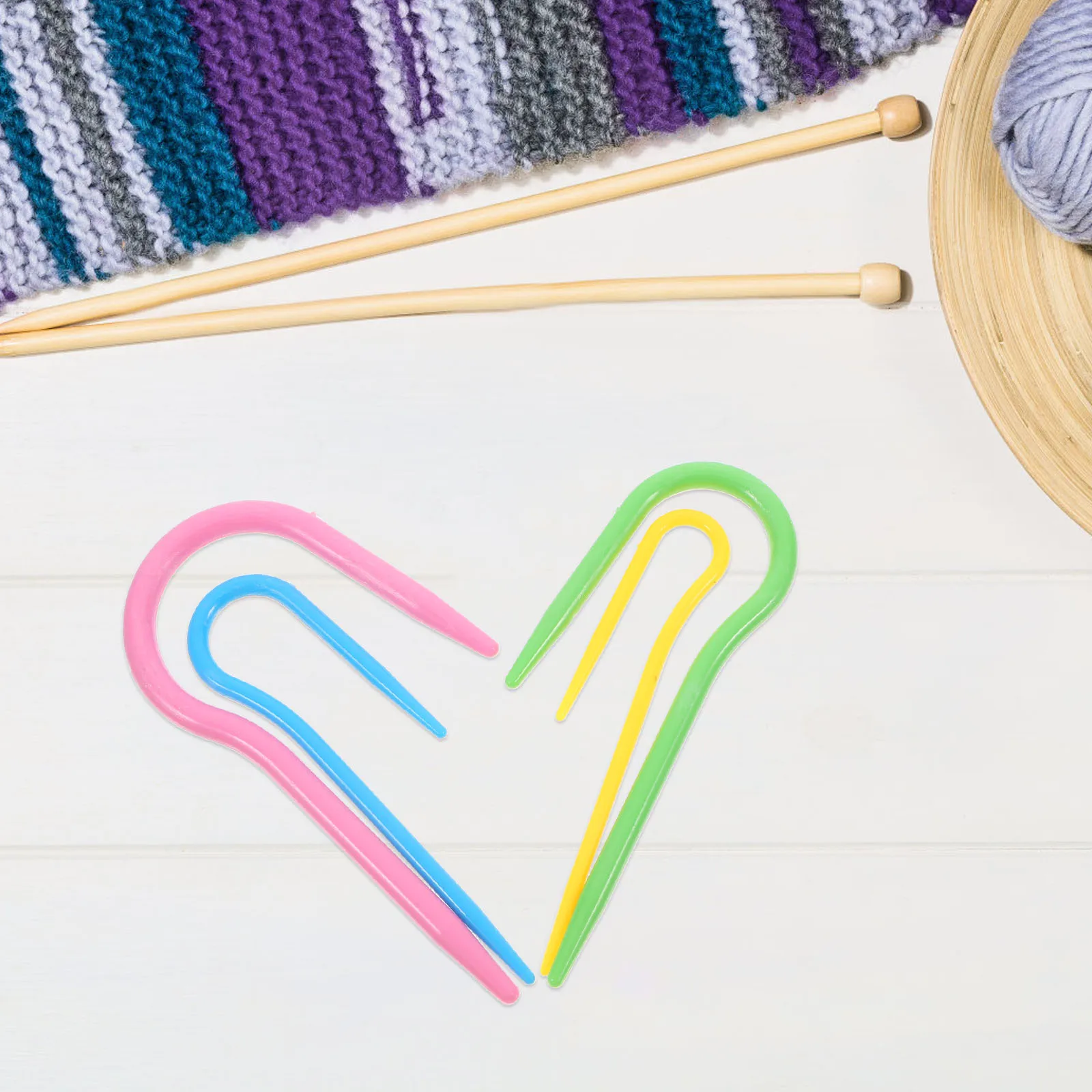 

4 Pcs U Shaped Needles Set Durable Abs Plastic Sweater Knitting Lace Crochet Tools Lightweight Easy Grip Embroidery Yarn