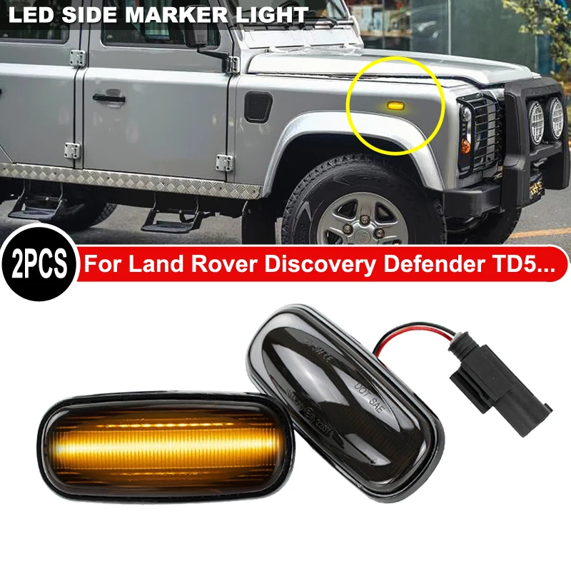 2Pcs LED Side Marker Light Dynamic Indicator Lamp For Land Rover Discovery 2 Defender TD5 Freelander 1 Replace OEM XGB000030