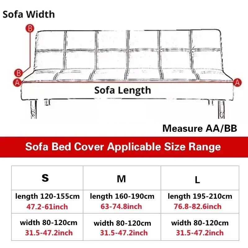 Solid Color Folding Sofa Bed Cover Stretch Futon Sofa Slipcovers Jacquard Sofa Protector for Living Room Easy To Wash Sofá-cama