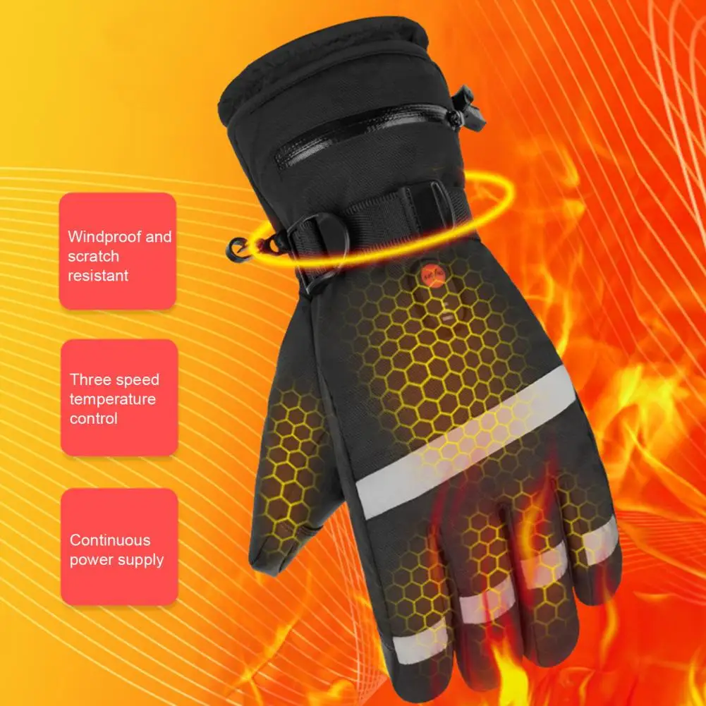 Rechargeable Ski Gloves Fleece Lined Gloves Electric Gloves with Adjustable Temperatures for Winter for Men for Motorcycle