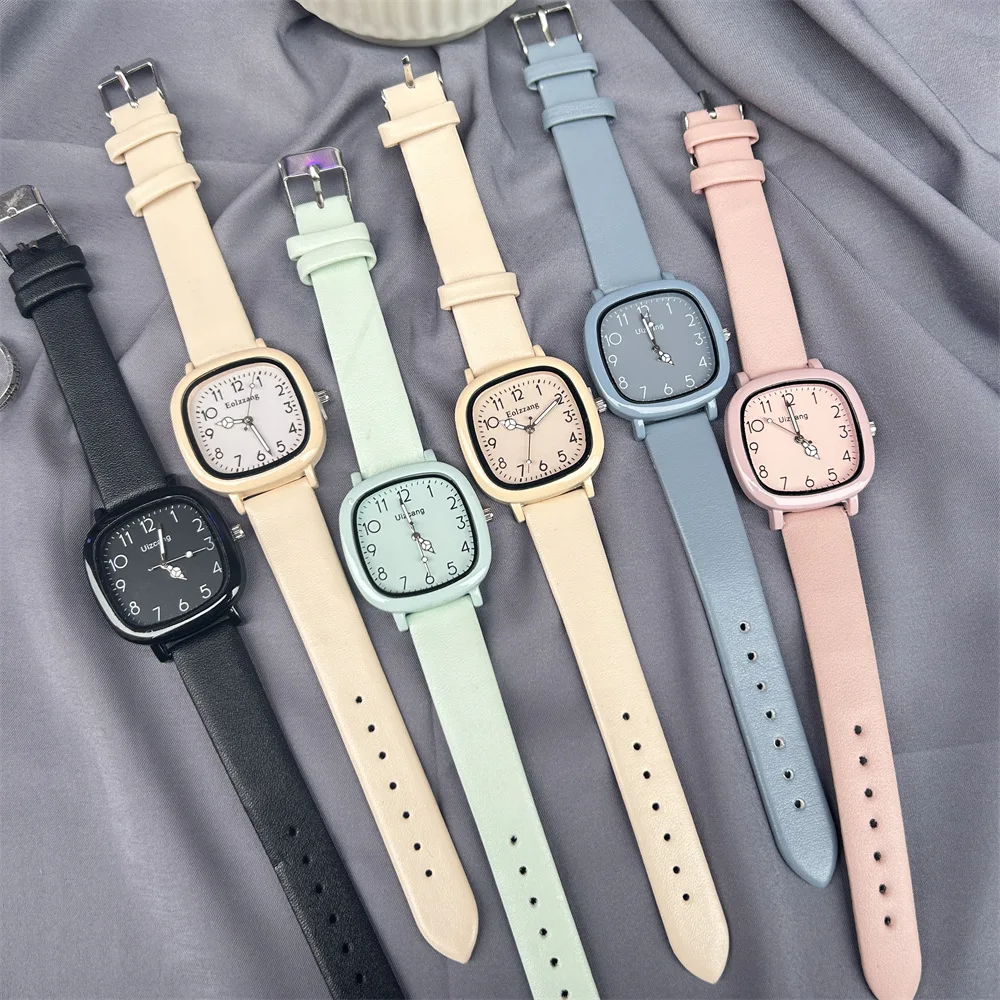 Orologi da polso al quarzo da donna con cinturino in pelle di moda quadrante arabo casual orologio da polso semplice orologio da lavoro per ragazze Reloj Hombre