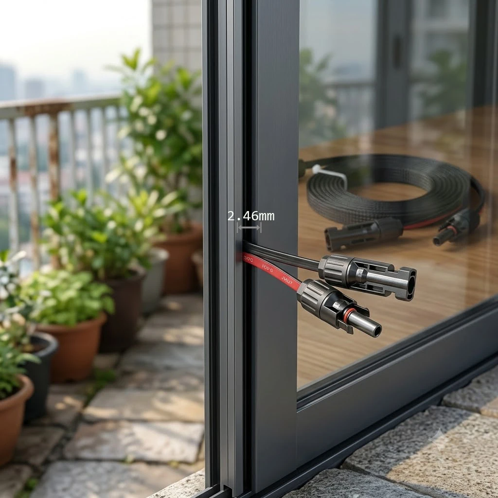 Ultra thin window balcony Througth wire 12AWG Flat solar panel extension Cable For power station solar panel ecoflow