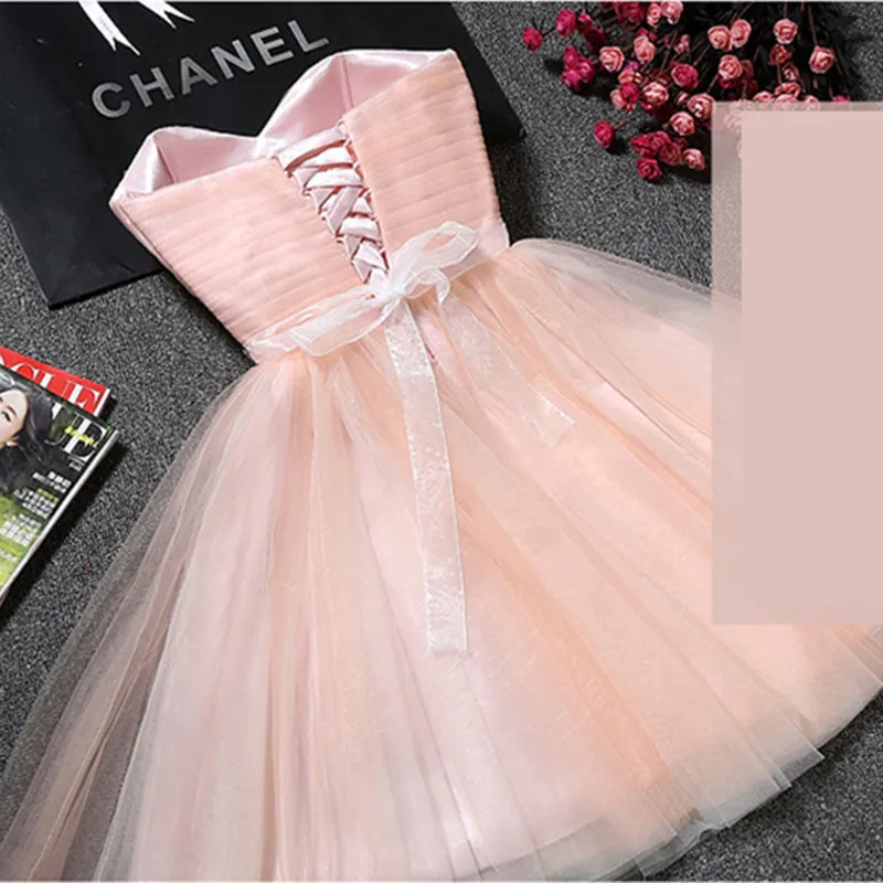 Custom Made Short Bridesmaid Dresses Mesh Tulle Prom Graduation Classmate Party Dresses Pink Red Champagne Blue Birthday Gown