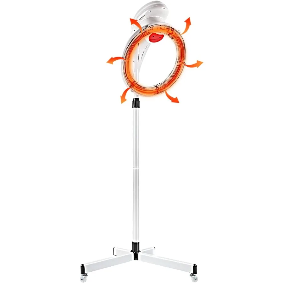 

950W Standing Rotating Hair Dryer with Swivel Caster Rolling Base Stand for Salon Spa and Home Hair Care White