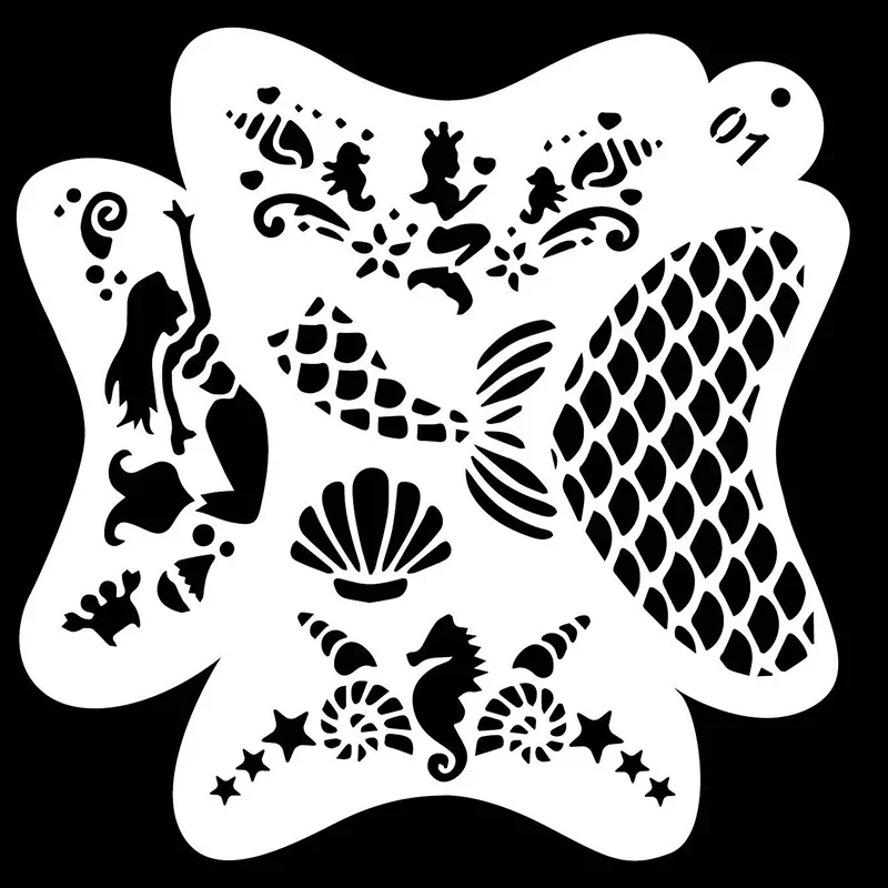 ภาพวาดใบหน้าแม่แบบลายฉลุล้างทําความสะอาดได้เด็ก Body Face Tattoo สเปรย์จิตรกรรม DIY Make-up แม่แบบสําหรับเด็กวาด Make-up