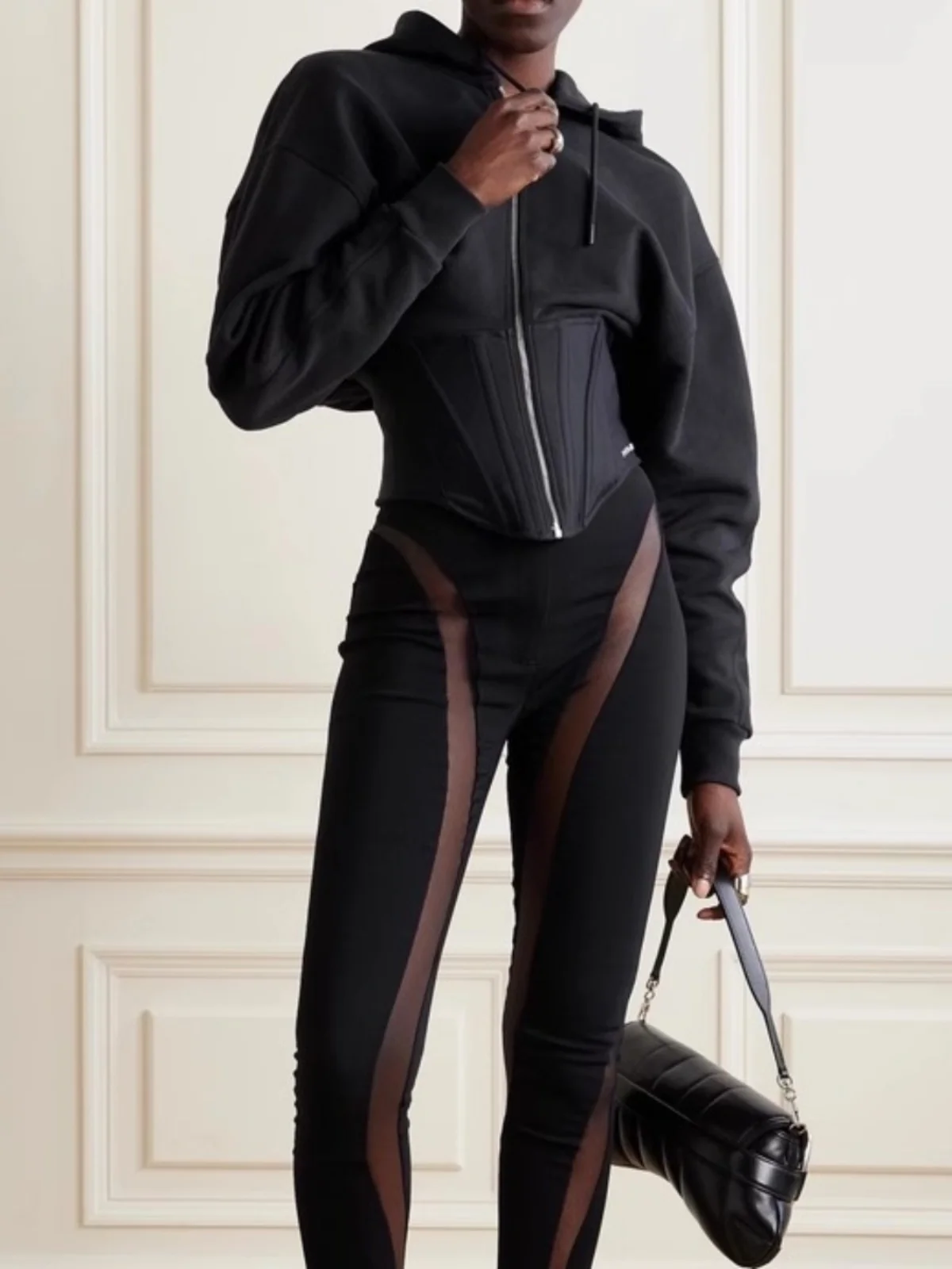 

Super Strong Fibone Slim Fit Hoodie Fce Lined Elastic Waist U aped Hemline Jaet Street Sle Long Sve Zipper Closure