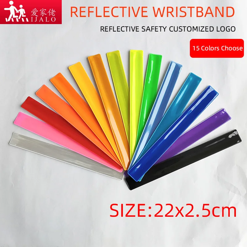 10Pcs 22CM Children Reflective Wristband Slap Band bracelets Slap Wrap For Running Bicycle Riding Road Safety Visibility