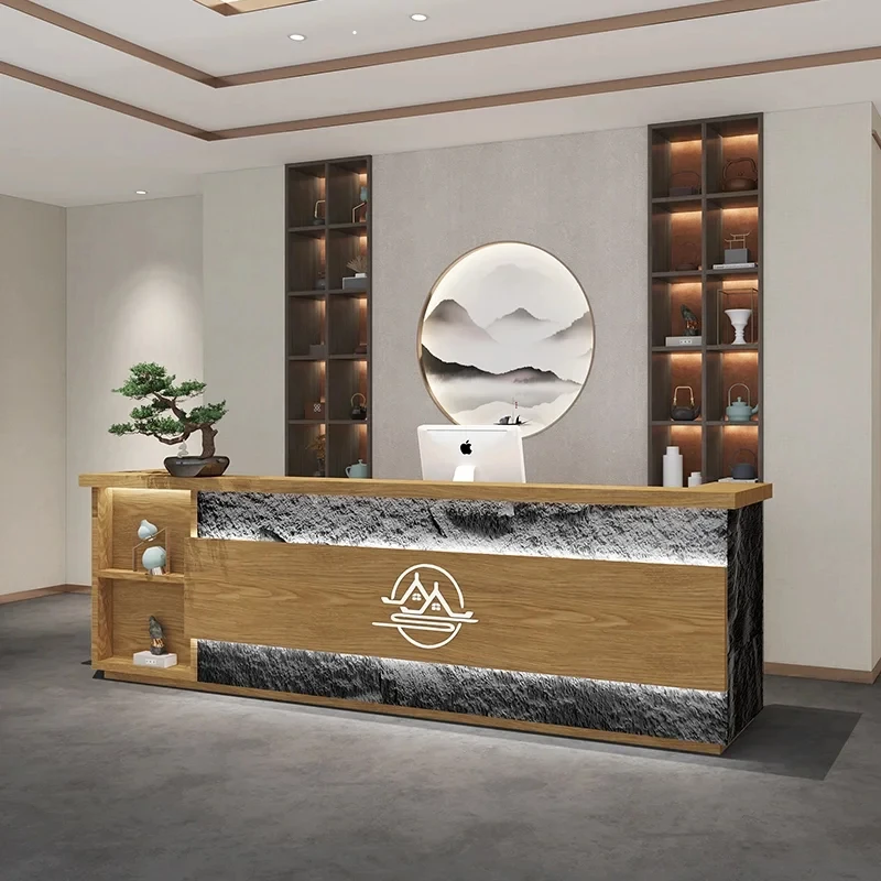 custom.Industrial-Style Retro Hotel Reception Desk Cashier Restaurant Beauty Salon Ear Cleaning Foot Bath Shop Front Table