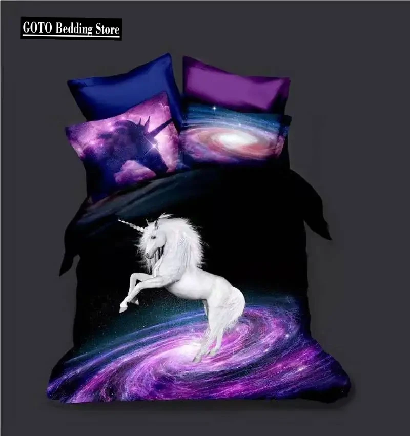 

Cartoon Unicorns Bed Linens 140x210 Bedding Set for Single Print Hd Kids Duvet Cover Sets Twin Size Housse De Couette Wholesale