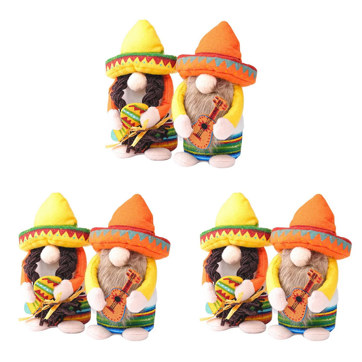 ETRT 3X Fiesta Gnome Couple Tomte for Mexican Taco Tuesday Dwarf Gift Nisse Kitchen Tiered Tray Decoration