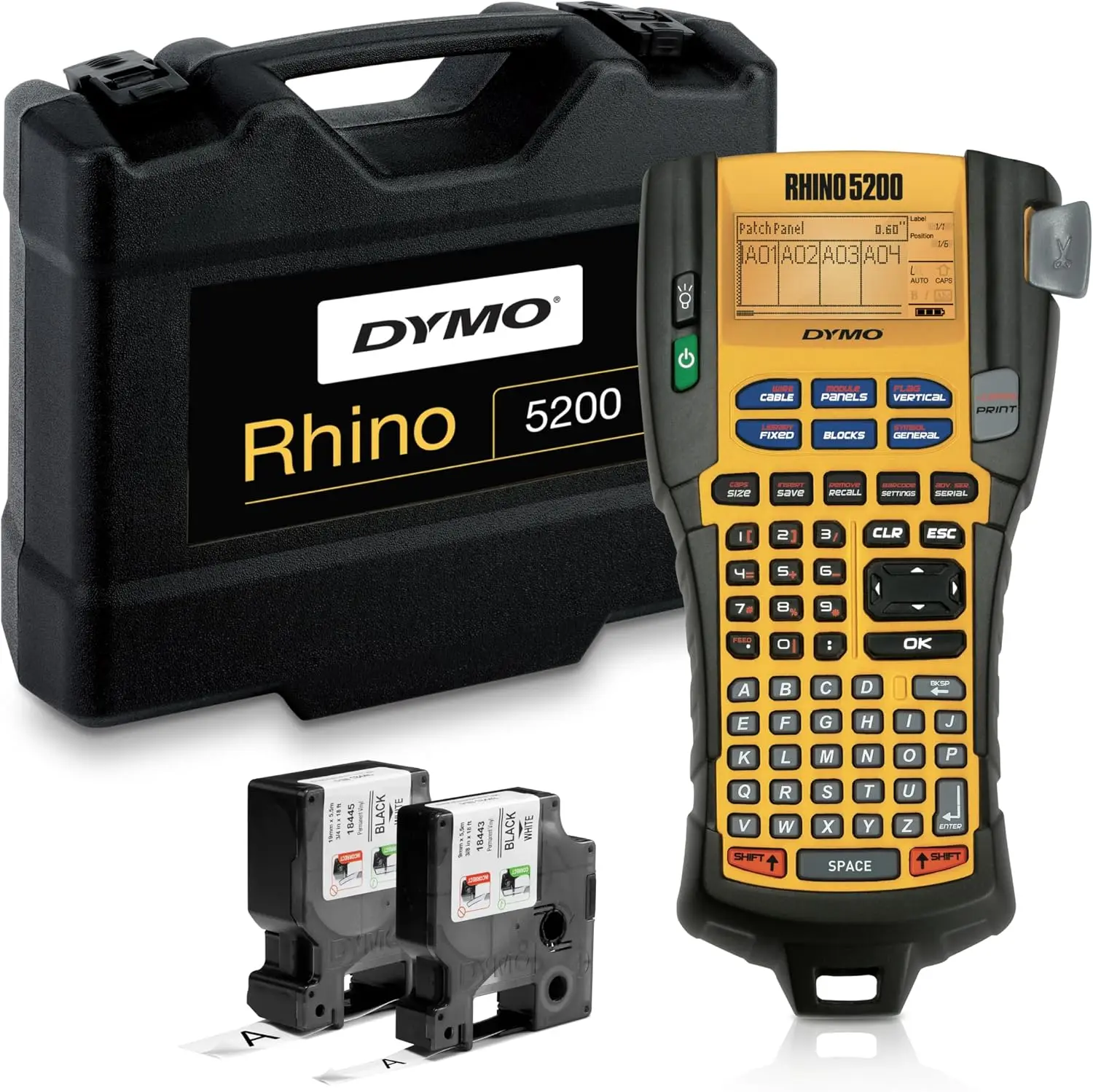 Industrial Label Maker & Carry-Case RhinoPRO 5200 Label Maker, for Job Sites and Heavy-Duty Labeling Jobs, Prints Fast, Includes