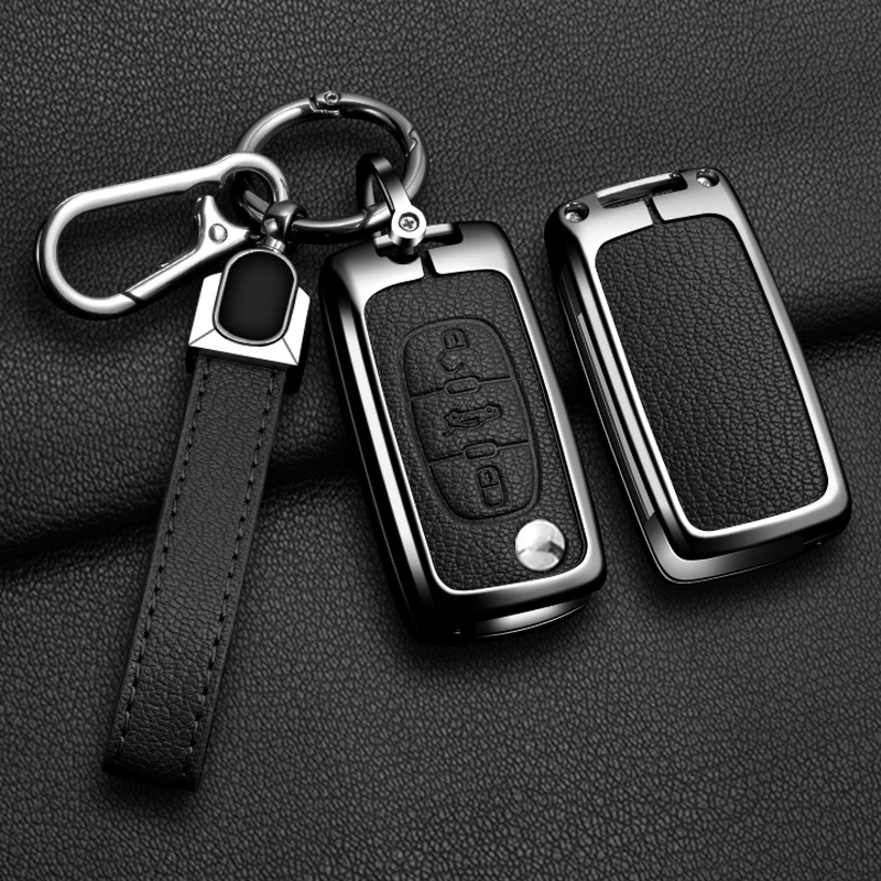 Passende Legierung Leder Autoschlüssel-Hülle für Peugeot 207 307 308 407 607 807 Für Citroen C2 C3 C4 C5 C6 C8 Zubehör – Detail 18
