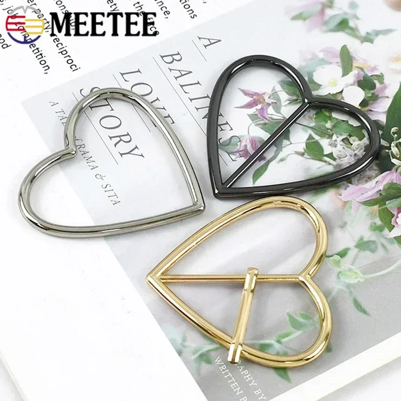 10Pcs 20-40mm Metal Buckles For Bag Strap Heart D Ring Adjust Roller Pin Buckle Dog Collar Connect Hooks Clasp DIY Accessories