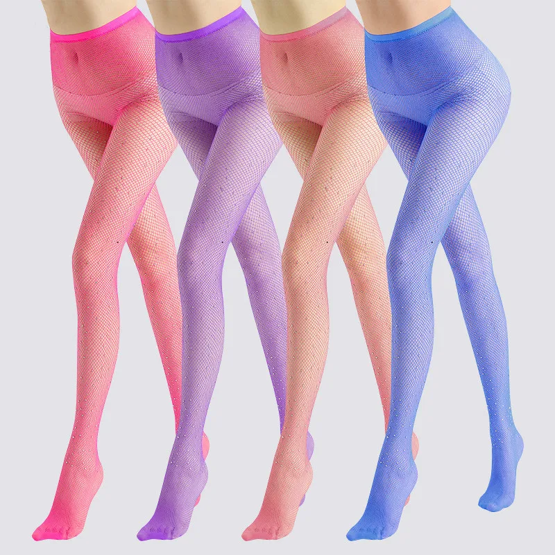1/4 Paar DOIAESKV Mehrfarbige Übergrößen-Netzstrümpfe für Damen, Feinmaschige Strumpfhosen, Anti-Haken Nylon-Strumpfhosen