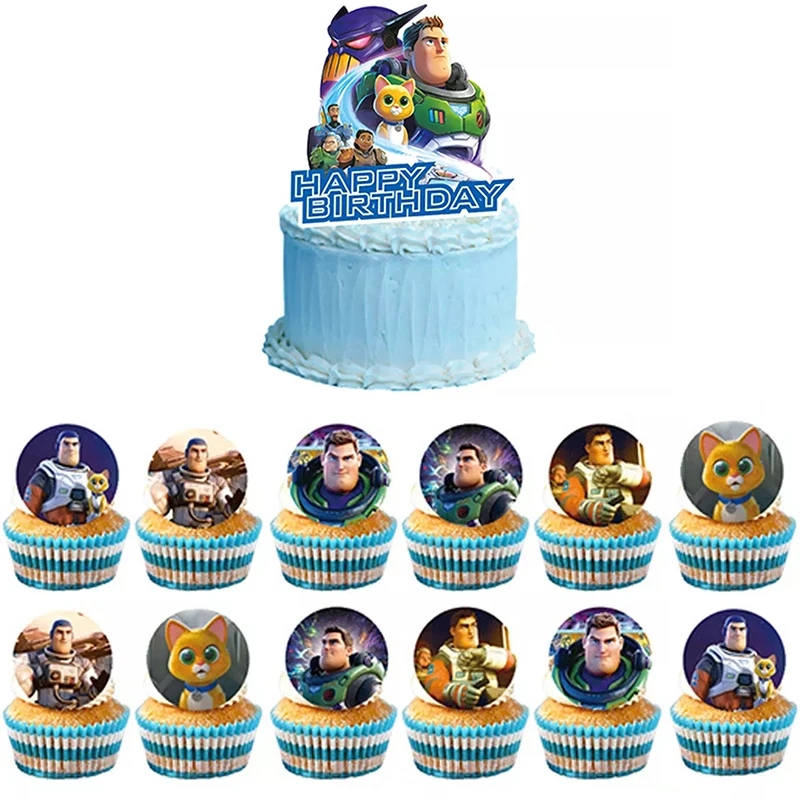 Toy Story Birthday Party Decoration Buzz Lightyear Cake Topper Tableware Paper Cup Cake Decor Baby Shower Party Supplies Gift