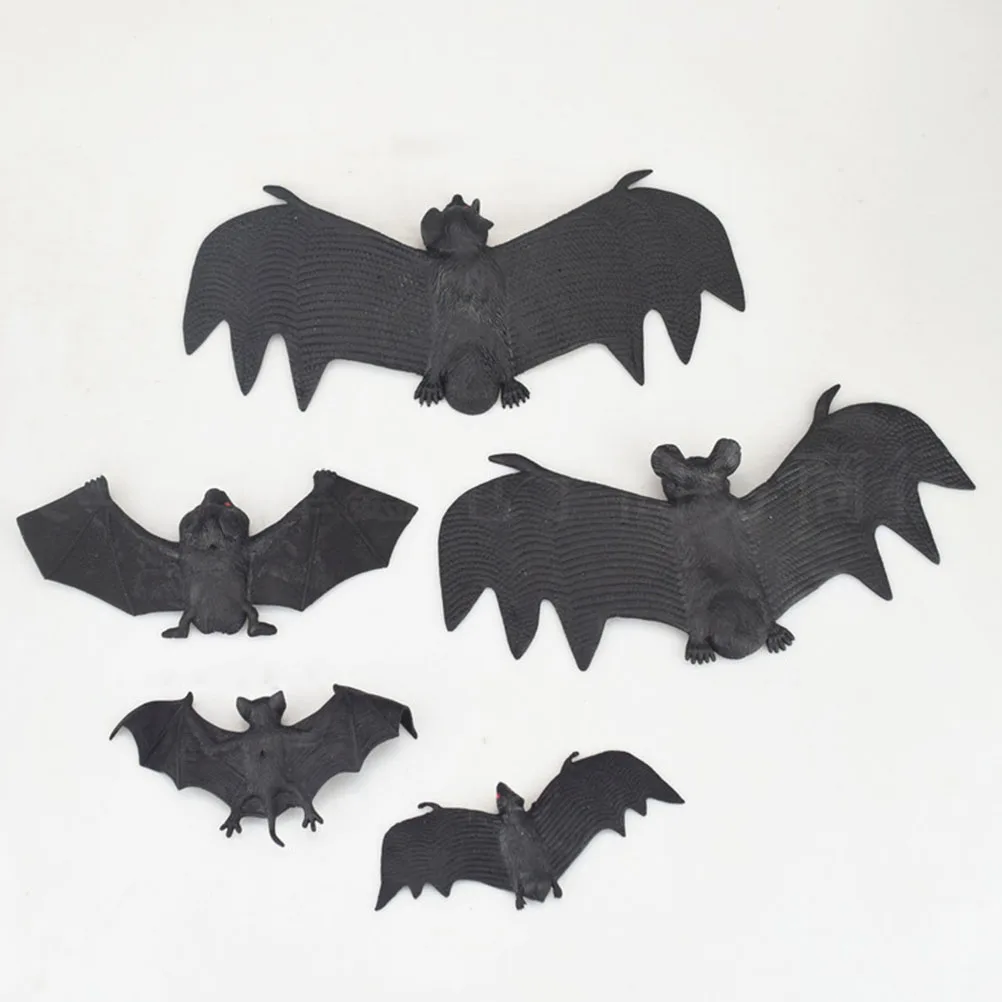 

10 Pcs Bat Decorations Halloween Party Supplies Black Rubber Hanging Pendants Scene Novel Festive Window Door Wall Ceiling Toy