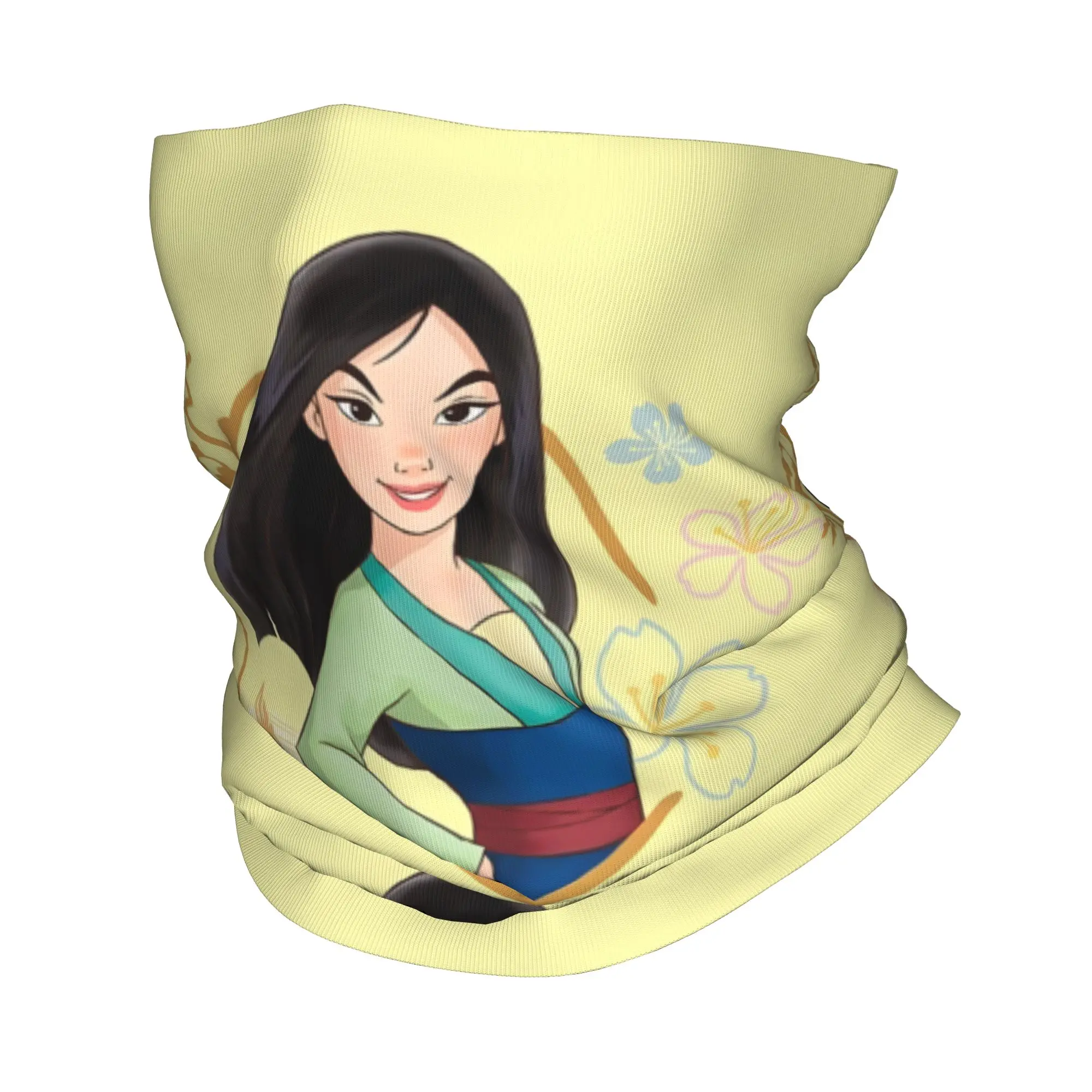 

Custom Hua -M-Mulan Character Bandana Neck Warmer Women Men Winter Ski Tube Scarf Gaiter Cartoon Face Cover