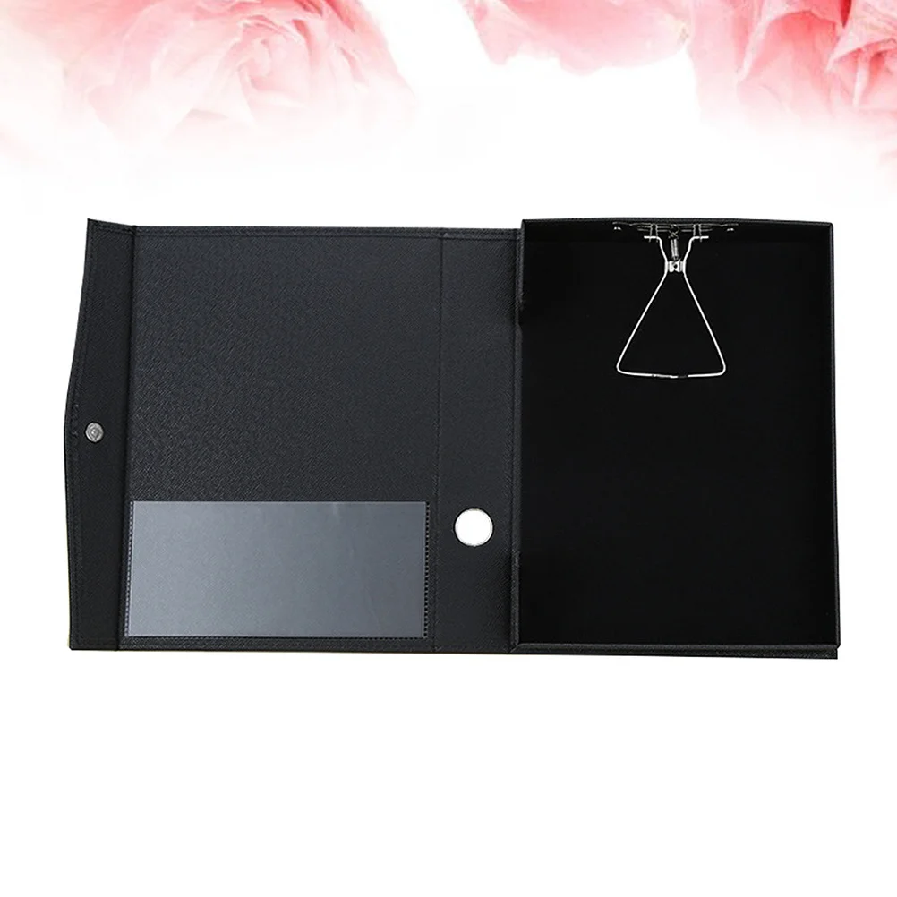 A4 PU File Clipboard Black Practical Paper Document Holder Writing Memo Folder Office School Portable Storage Box