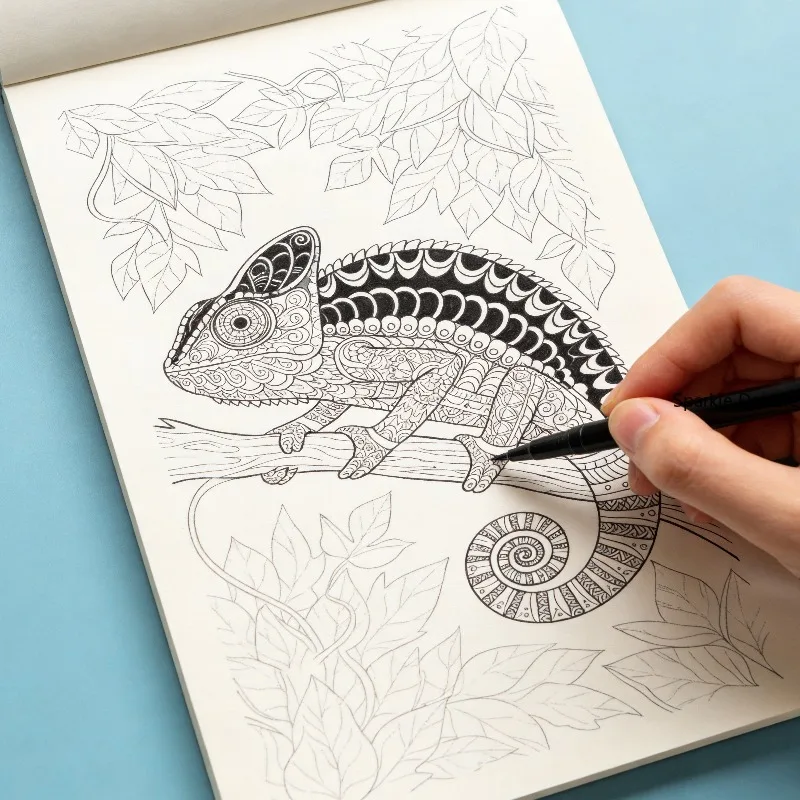 Livro de Descompressão para Adultos com Desenhos de Graffiti, Padrões de Mandala e Traços de Animais Zen para Colorir