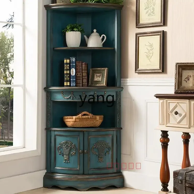 CX solid wood retro triangular corner bookcase Mediterranean corner cabinet