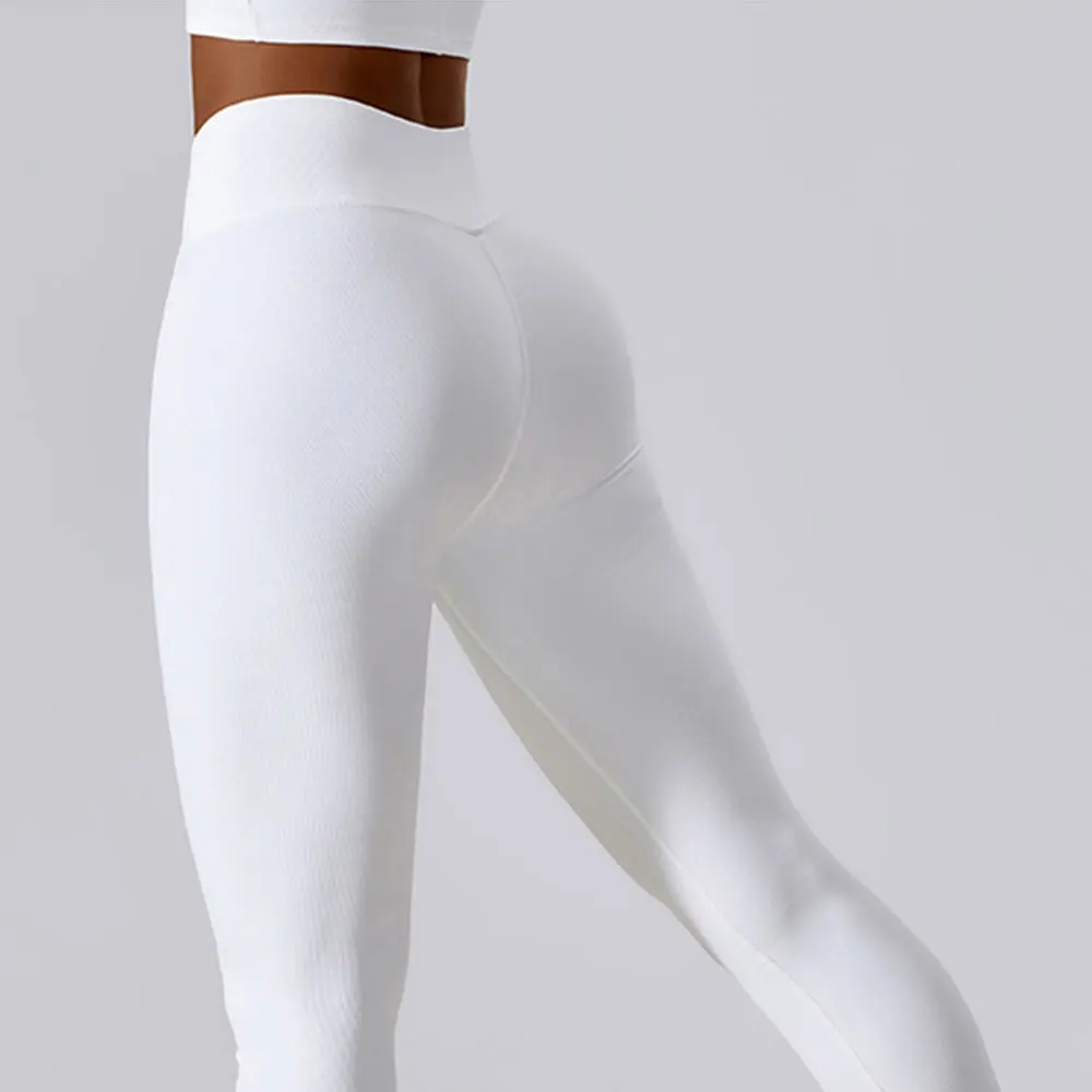 Pantaloni da Yoga a coste Leggings da palestra senza cuciture a vita alta Sport donna Fitness Legging femminile controllo della pancia collant da allenamento da corsa