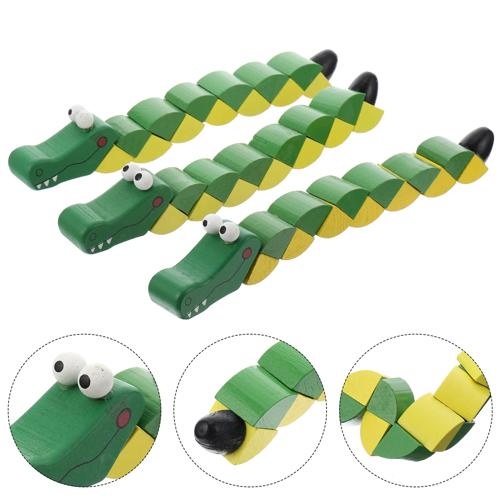

3 Pcs Crocodile Twist Building Blocks Puzzle Toy Toys Animal Children's Wood Wooden Toddler Puzzles Children’s