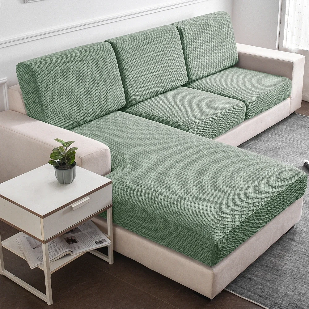 Jacquard Sofa Covers Soft Pure Sofa Seat Slipcover for Home Living Room Elastic L-Shaped Sofa Protector Chaise Lounge Seat Case