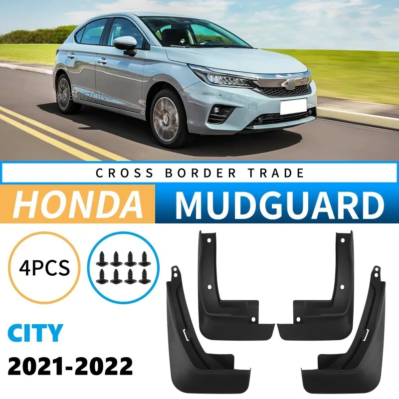 For Honda City Hatchback 2021-2022 Mud Flaps Splash Guards 4PCS Set Black Exterior Car Accessories Modification Fender Protector