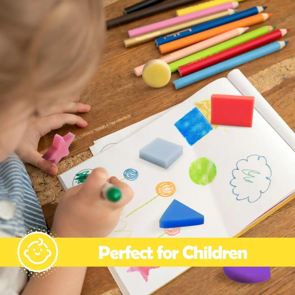 Multicolor Sponge Painting Stamper Geometric Foam Shapes Drawing Kit for Kids Artistic Painting