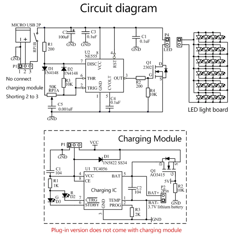 DIY Electronic Kit NE555 LED Dimming Table Lamp Kit PWM Circuit DIY Soldering Assembly 8.5W 5V 2A With Switch Potentiometer