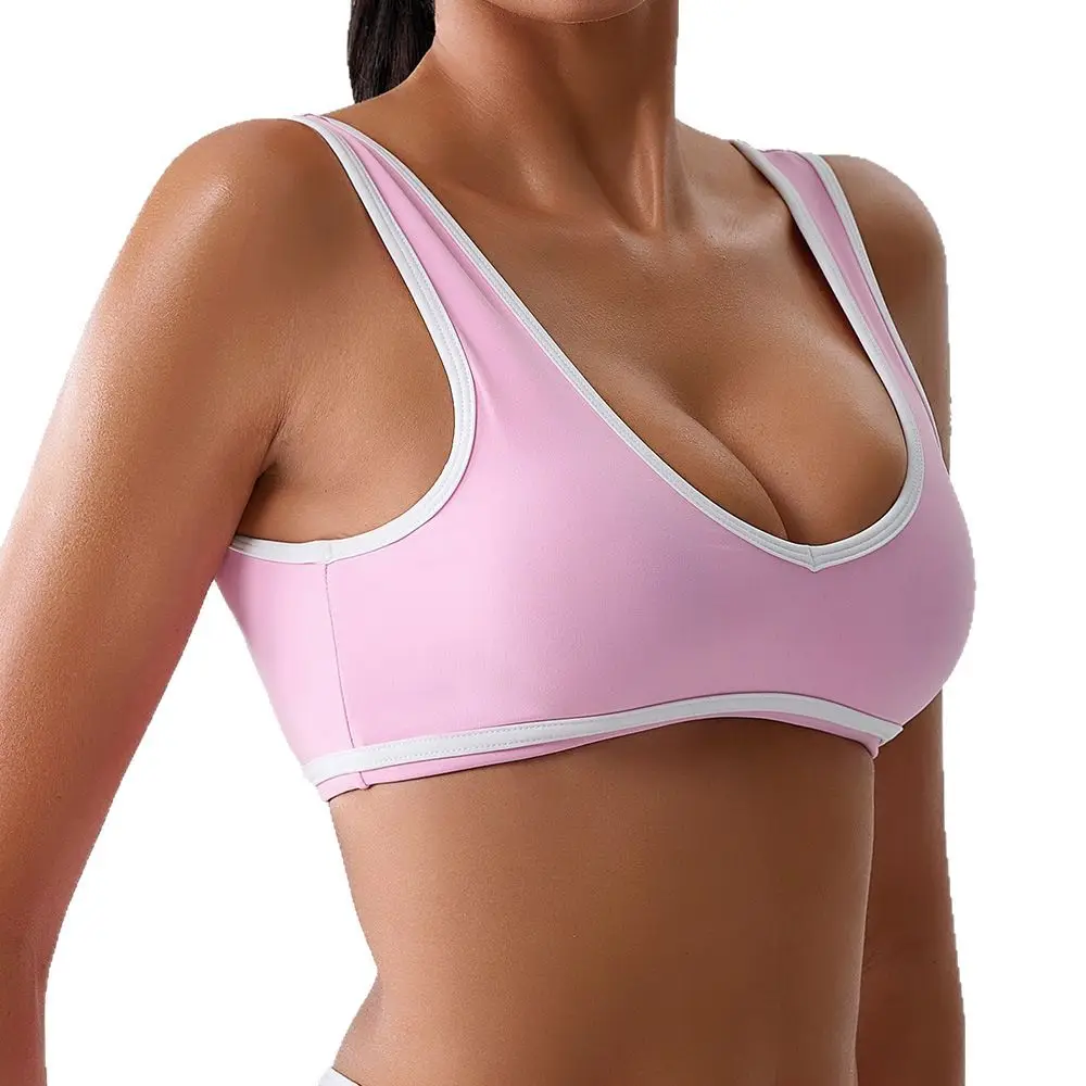 Sujetador deportivo Color Block para mujer, Top de entrenamiento para Yoga y Pilates, ropa de abrigo ajustada, ropa de entrenamiento tonificada para gimnasio y Fitness
