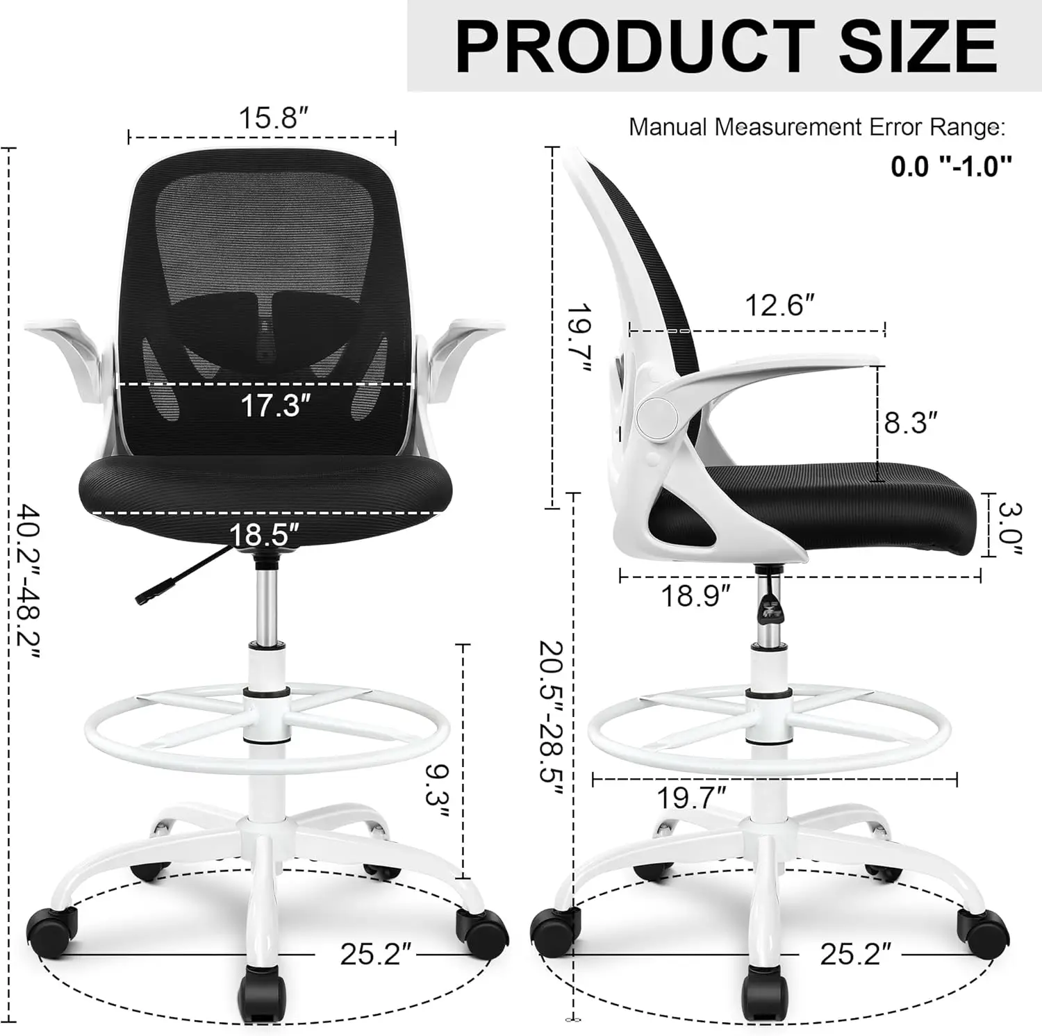 Sedia alta sedia da ufficio con braccioli ribaltabili sedia da scrivania ergonomica per Computer direzionale con supporto lombare