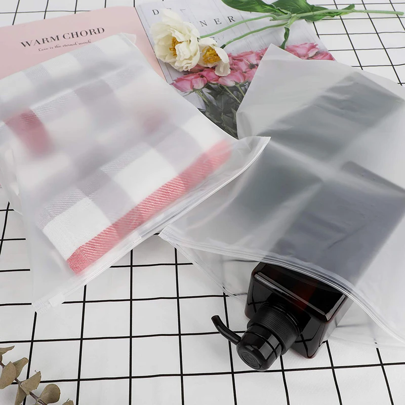 50PCS Travel Frosted Ziplock Bag PE Storage Bag Plastic Zipper EVA Translucent Bag Ziplock Bag Waterproof Packaging Bag