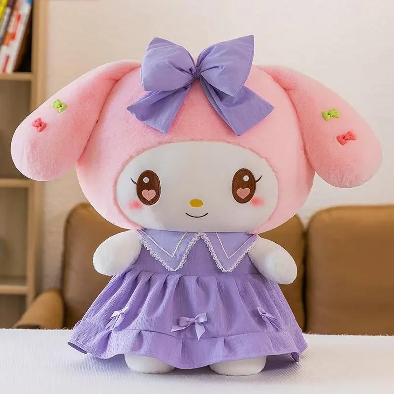 Nieuwe Sanrio Kawaii Kuromi Pluche Gevulde Pop Zacht Kinderen Meisje Slapen Bed Cartoon Kussen Melodie Leuke Kamer Decoratie Gift