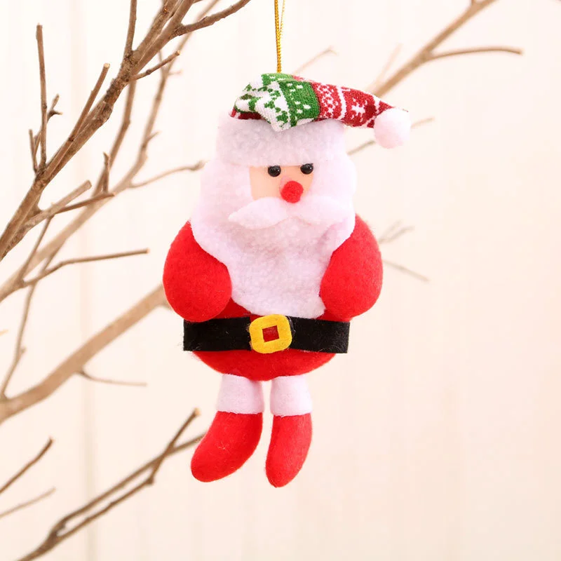 Christmas Fabric Doll Pendant DIY Xmas Gift Santa Deer Bear Snowman Pendants for Christmas Tree Home Decorations