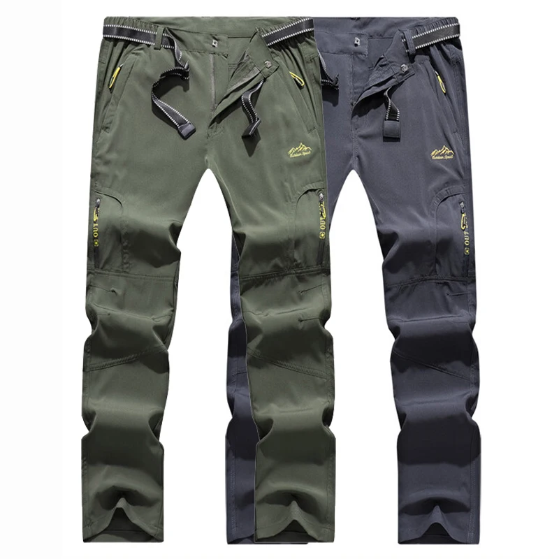 5XL Men\'s Outdoor Hiking Pants With Belt Quick-drying Waterproof Multi-pocket Light Tactical Utility Fishing Travel Cargo Pants