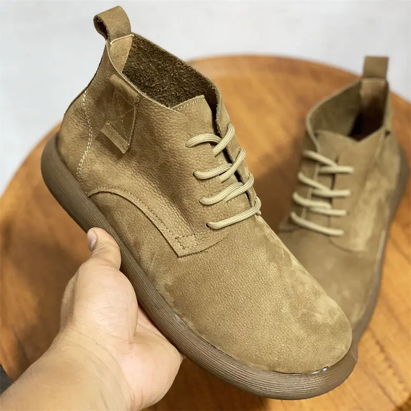 

Сапоги с широким носком, мужские ботинки из натуральной коровьей кожи в стиле ретро, новые британские туфли из мягкой воловьей кожи на мягкой подошве, осенние непромокаемые мужские полусапожки