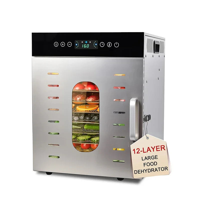 

FD12B Коммерческий дегидратор Многофункциональная сушилка для фруктов для сухофруктов, овощей, закусок, мясных трав, 12-слойная