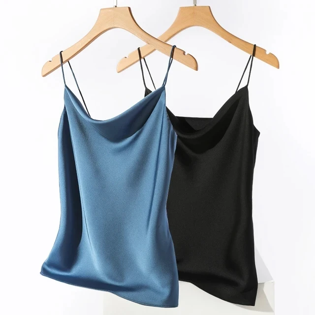 AOSSVIAO Satin-Seiden-Tanktops für Damen, Sommer 2026, sexy Trägertops, Basic Spaghetti-Träger-Tops, ärmellose Camisole-Westen für Frauen – Detail 6