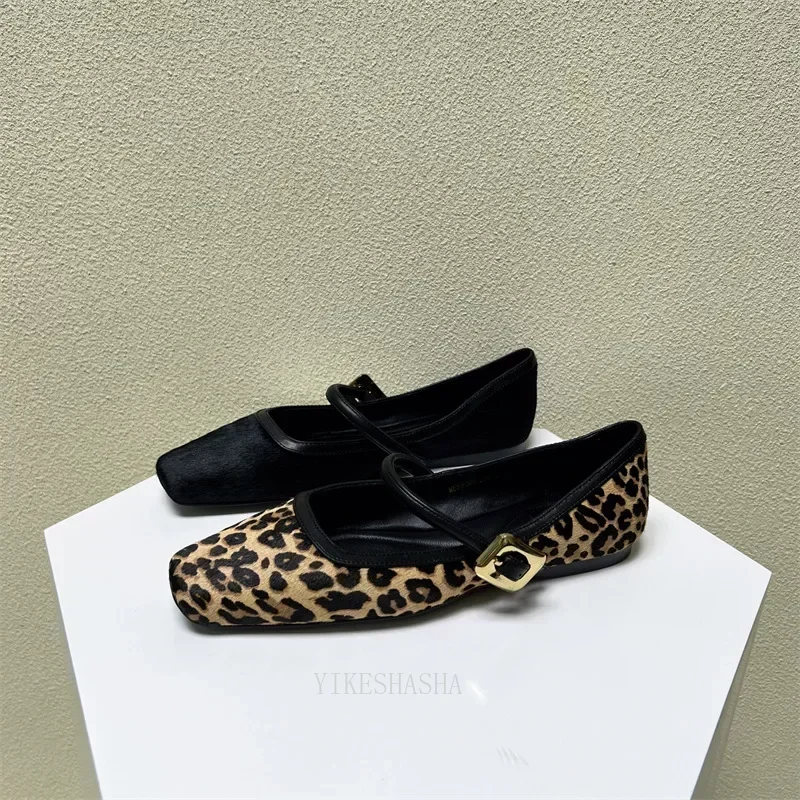 Herbst frauen Flache Schuhe Runde Kappe Leopard Print Schuhe Casual Atmungsaktive Slip-on Flache Outdoor Damen Mary Jane Schuhe