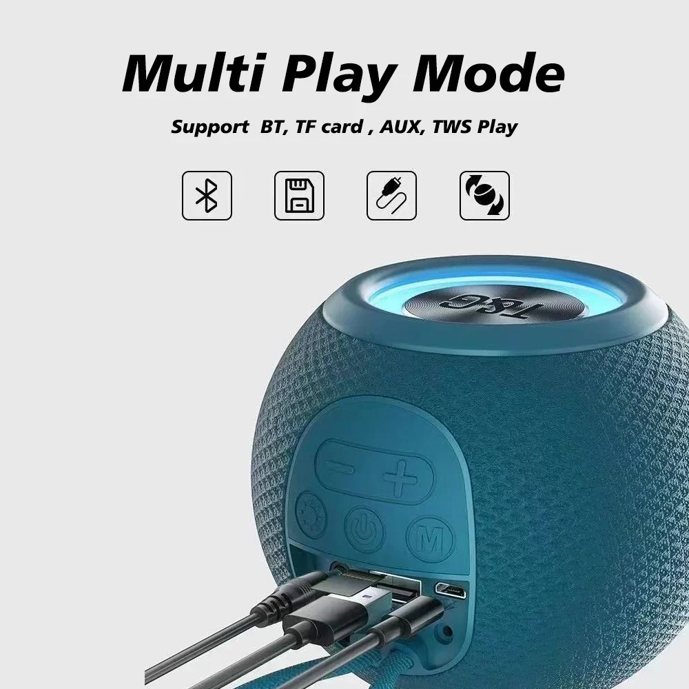 T&G TG337 Bluetooth Speaker Portable TWS Wireless Mini Bass Boombox LED Loudspeaker IPX7 Outdoor Music Player Support BT AUX FM