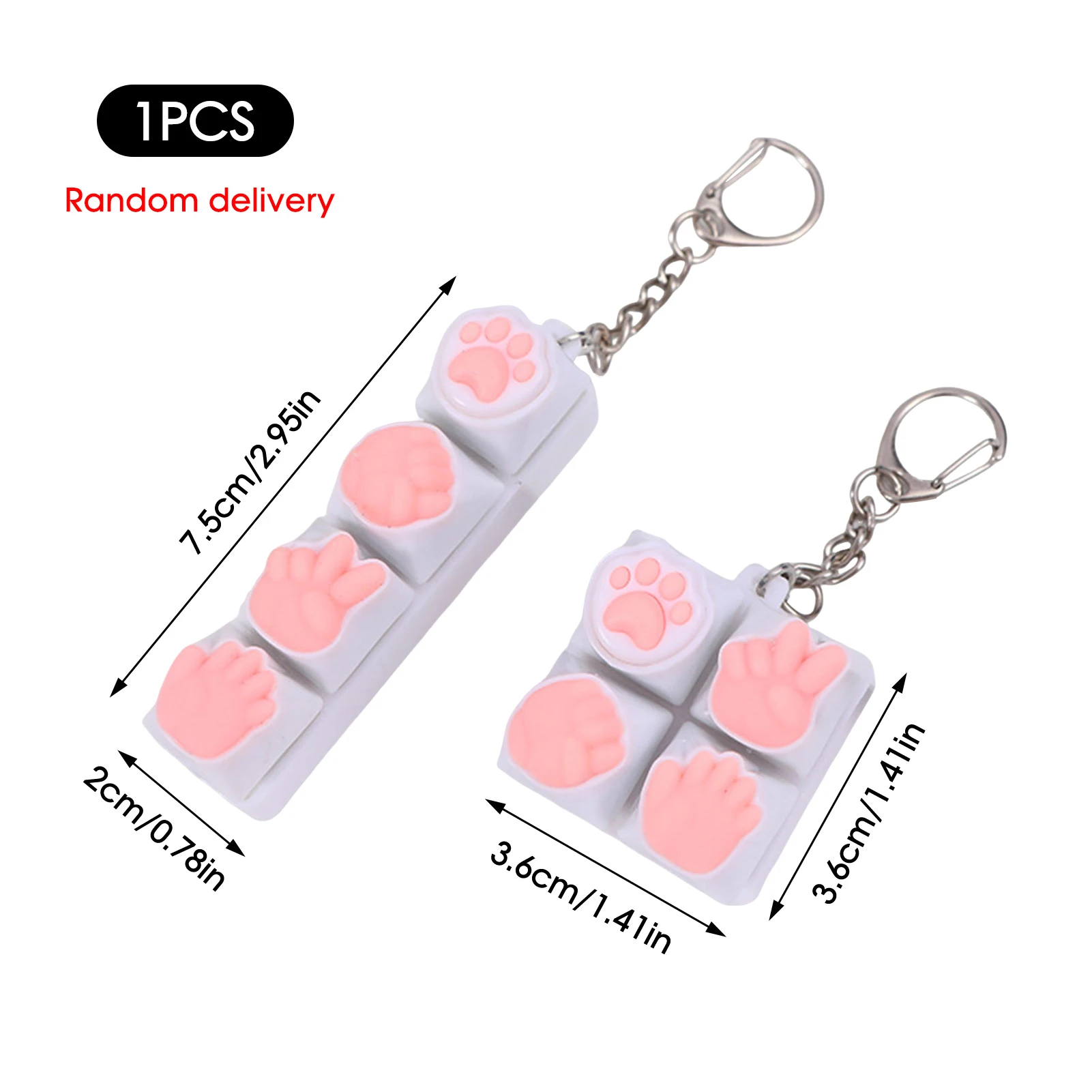 Silicone Cat Paw Keychain Stress Relief Toy with LED Light Flash Effect for Keyboard Lovers Portable Fidget Keyring Gifts
