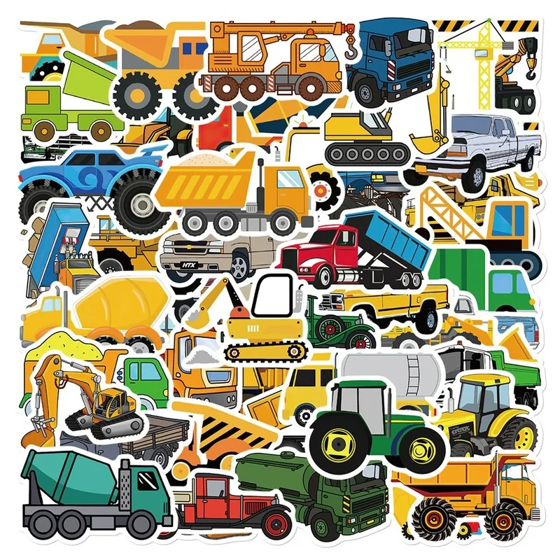 10/25/50pcs Cartoon Truck Transports Stickers for Bedroom Teachers Decals Scrapbook Stationery Laptop Fridge suitcase phone