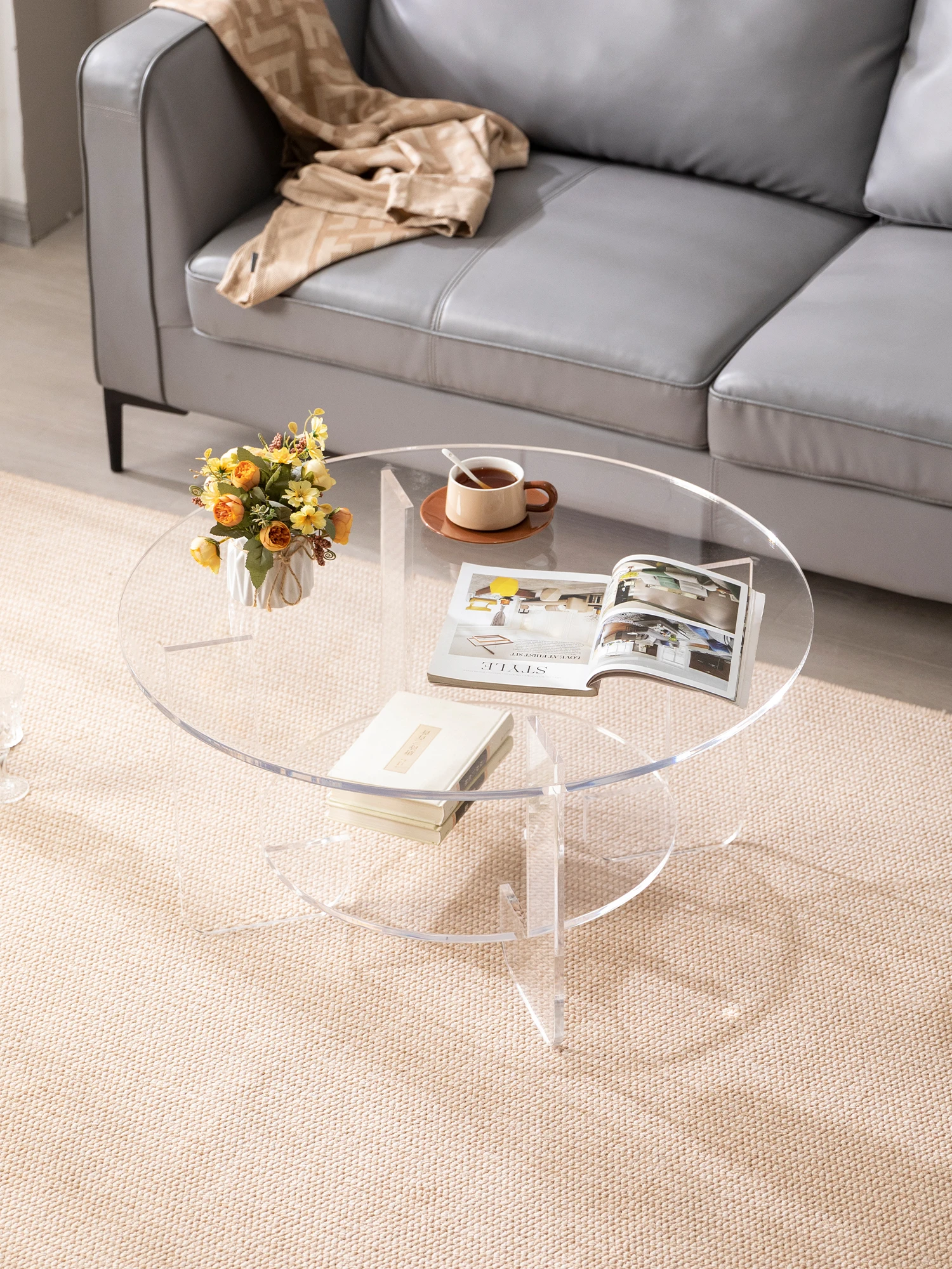 

Acrylic coffee table light luxury minimalist living room bedroom sofa small side table creative leisure entertainment tea