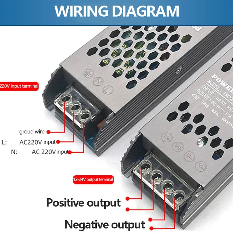 AC110V-265V LED Driver Power Supply DC12V/24V Light Adapter Ultra-thin LED Light Box Switch Power Supply Constant Voltage Source