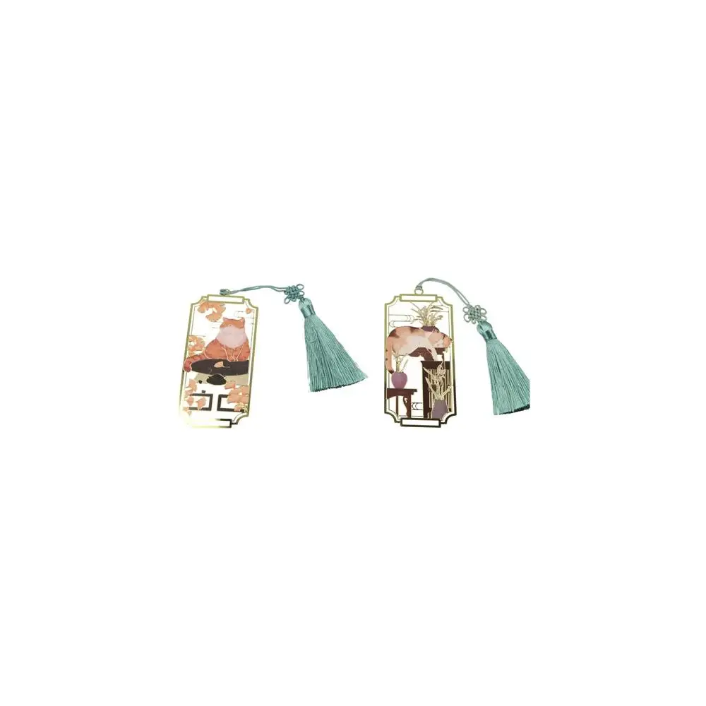 

Book Clip Cat Hollowed Cat Bookmark Tassels Flower Metal Reading Bookmark Retro Fashion Chinese Style Bookmarks Birthday Gift