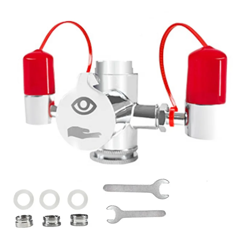 محطة غسيل عين مثبتة على الصنبور العملي مع غطاء، وحدة غسيل عين طوارئ موثوقة للإسعافات الأولية لمرفق الحوض للمختبر، الواقع #2