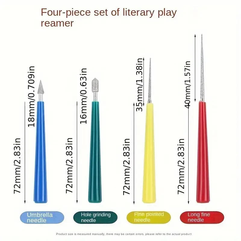4Pcs Manual Reaming Needle/Drillers, Bead Tools, Manual Drillers, Manual Beading Artifacts, Pearls/Jade/Beads/Beeswax/Text Play/Bead Beads/Hole Punching Tools