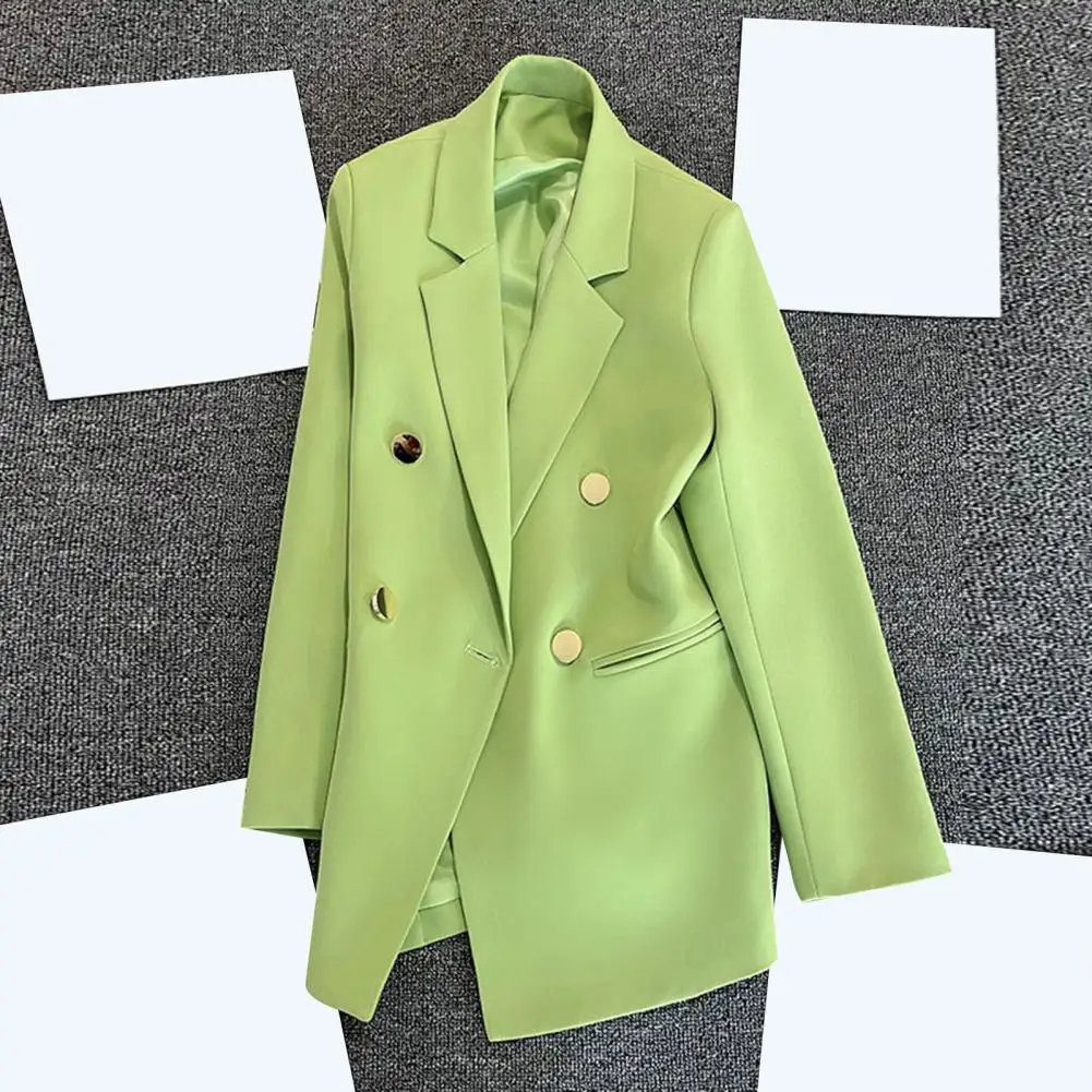 Chaqueta de doble botonadura para mujer, traje elegante de manga larga con solapa, bolsillos rectos, ropa Formal de oficina